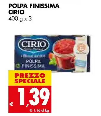 Tigros Cirio Polpa Finissima 400g x 3 offerta
