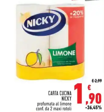 Conad CARTA CUCINA NICKY profumata al limone conf. da 2 maxi rotoli offerta