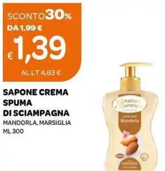 Ekom SAPONE CREMA SPUMA DI SCIAMPAGNA MANDORLA, MARSIGLIA ML 300 offerta