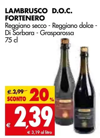 Tigros Fortenero Lambrusco D.O.C. 75cl offerta