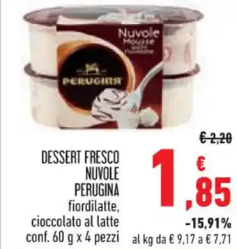 Conad DESSERT FRESCO NUVOLE PERUGINA fiordilatte, conf. 60 g x 4 pezzi offerta