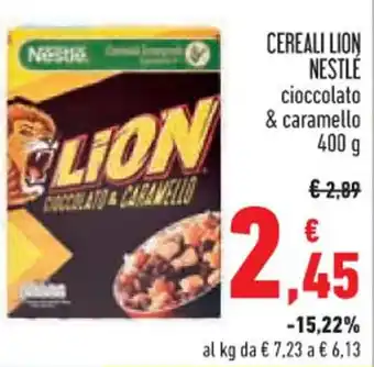 Conad CEREALI LION NESTLÉ cioccolato & caramello 400 g offerta