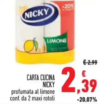 Conad CARTA CUCINA NICKY profumata al limone conf. da 2 maxi rotoli offerta