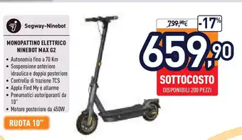 Unieuro Segway-Ninebot MONOPATTINO ELETTRICO NINEBOT MAX G2 offerta