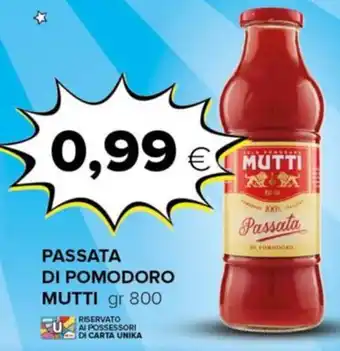 Oasi PASSATA DI POMODORO MUTTI gr 800 offerta