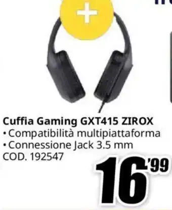 MediaWorld Cuffia Gaming GXT415 ZIROX offerta