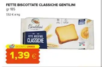 Oasi FETTE BISCOTTATE CLASSICHE GENTILINI gr 185 offerta