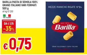 Famila Superstore BARILLA PASTA DI SEMOLA 100% GRANO ITALIANO VARI FORMATI 500 g offerta