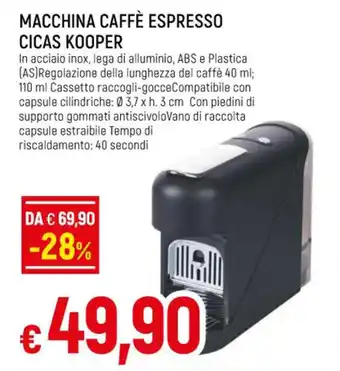 Famila Superstore MACCHINA CAFFÈ ESPRESSO CICAS KOOPER offerta