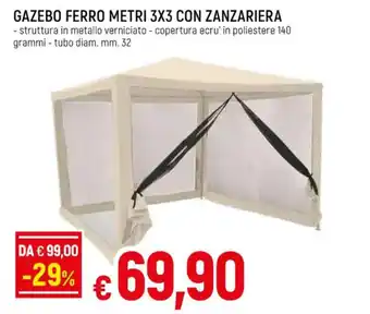 GAZEBO FERRO METRI 3X3 CON ZANZARIERA