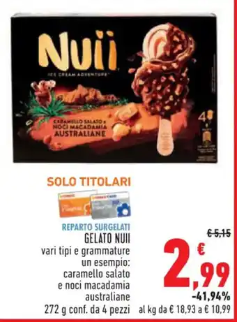 Conad Superstore GELATO NUII vari tipi e grammature 272 g conf. da 4 pezzi offerta