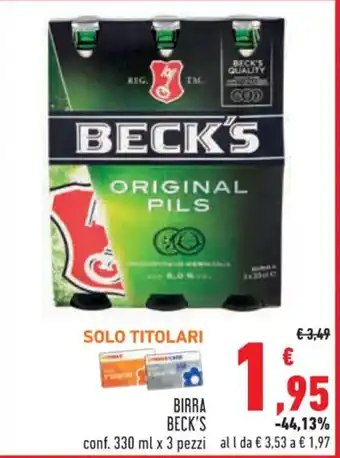 Conad Superstore BIRRA BECK'S conf. 330 ml x 3 pezzi offerta