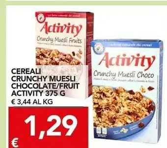 TuoDi Activity cereali crunchy muesli chocolate 375 g offerta