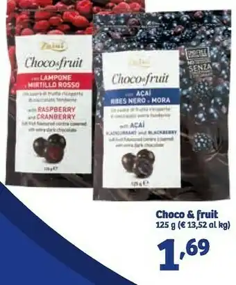 Zaini - choco & fruit con lampone e mirtillo rosso 125 g(ml)
