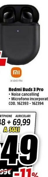 MediaWorld Redmi buds 3 pro offerta