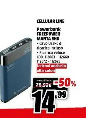MediaWorld Powerbank freepower manta 5hd offerta