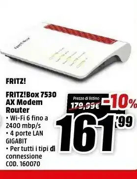 Box 7530 router wireless gigabit ethernet dual-band (2.4 ghz/5 ghz) bianco