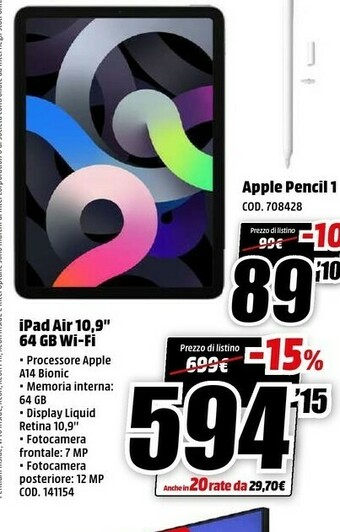 Ipad air 10,9'' 64 gb wi-fi