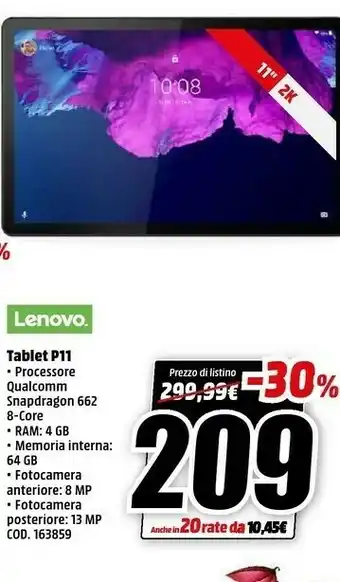 MediaWorld Tablet p11 offerta
