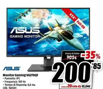 MediaWorld Monitor gaming vg278qf offerta