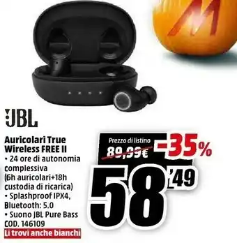 MediaWorld Auricolari true wireless free ii offerta
