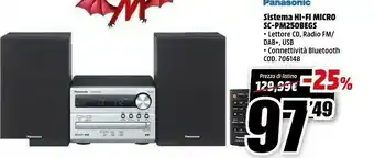 MediaWorld Panasonic sistema hi-fi micro sc-pm250begs offerta