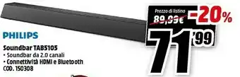 MediaWorld Tab5105/12 altoparlante soundbar nero 2.0 canali 30 w offerta