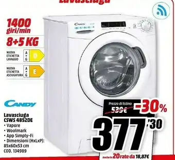 MediaWorld Lavasciuga csws 4852de offerta
