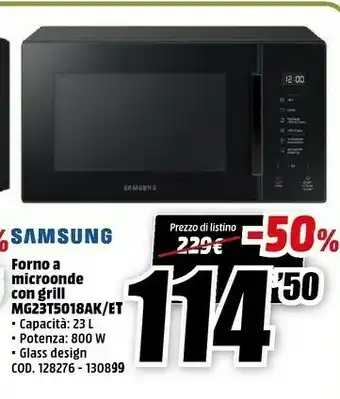 MediaWorld Mg23t5018ak/et forno a microonde superficie piana microonde con grill 23 l 800 w nero offerta