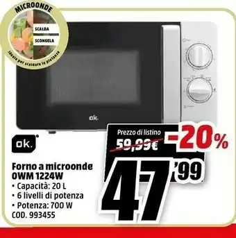 MediaWorld Ok forno a microonde owm 1224w offerta