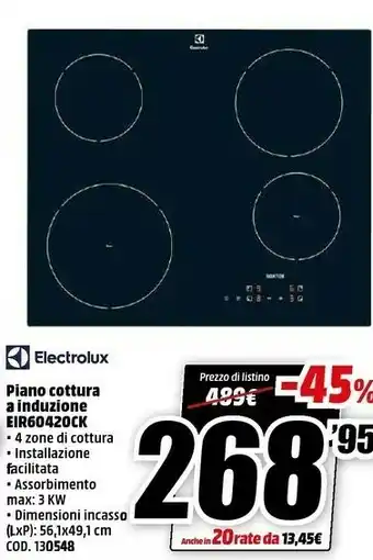 MediaWorld Eir60420ck nero da incasso 59 cm a induzione 4 fornello(i) offerta