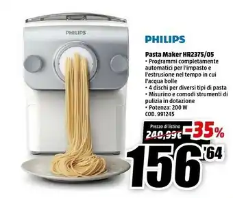 MediaWorld Avance collection pasta maker hr2375/05, macchina per pasta fresca automatica offerta