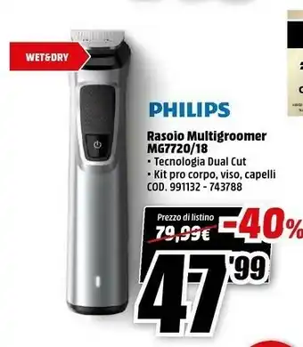 MediaWorld Rasoio multigroomer mg7720/18 offerta