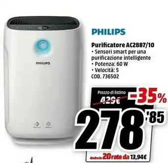 MediaWorld Purificatore ac2887/10 offerta