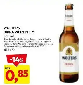 DPiù WOLTERS BIRRA WEIZEN 5,3° 500 ml offerta