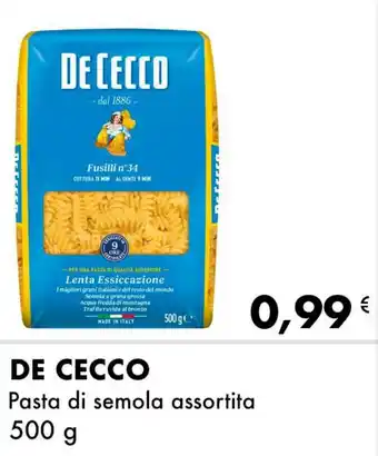 Iper Tosano DE CECCO Pasta di semola assortita 500 g offerta