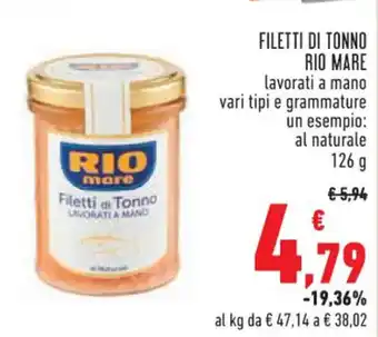 Conad Superstore FILETTI DI TONNO RIO MARE 126 g offerta