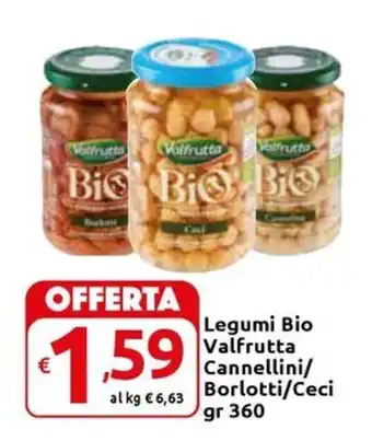 Carrefour Express Legumi Bio Valfrutta Cannellini/Borlotti/Ceci gr 360 offerta