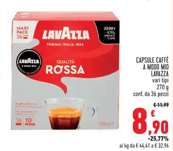 Conad Superstore CAPSULE CAFFÈ A MODO MIO LAVAZZA vari tipi 270 g conf. da 36 pezzi offerta