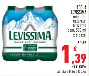 Conad Superstore ACQUA LEVISSIMA minerale naturale, frizzante conf. 500 ml x 6 pezzi offerta