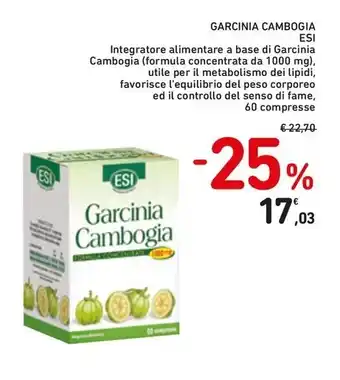 Spazio Conad GARCINIA CAMBOGIA ESI 60 compresse offerta
