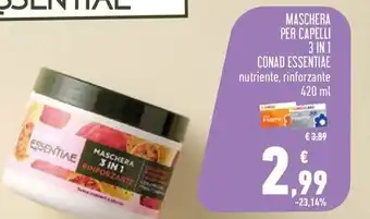 Conad Superstore MASCHERA 3 IN 1 RINFORZANTE CONAD ESSENTIAE 420 ml offerta