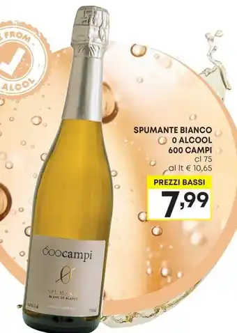 Pam SPUMANTE BIANCO O ALCOOL 600 CAMPI cl 75 offerta