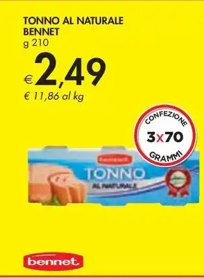 Bennet TONNO AL NATURALE BENNET g 210 offerta