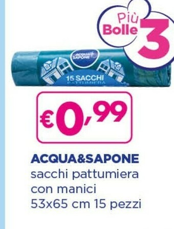 Acqua & Sapone Acqua&sapone sacchi pattumiera con manici offerta