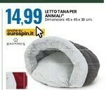Eurospin Letto tana per animali offerta