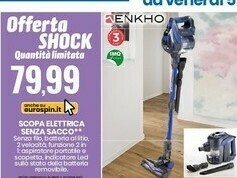 Eurospin Enkho scopa elettrica senza sacco offerta