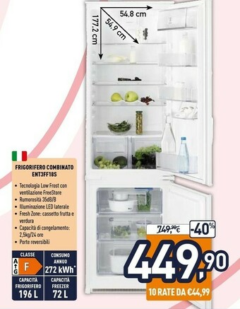 Unieuro Electrolux ent3ff18s frigorifero con congelatore da incasso 267 l a+ bianco offerta