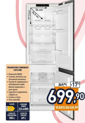 Unieuro C8174tne monoporta da incasso bianco 254 l a++ offerta