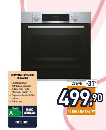 Unieuro Serie 4 hba574br0 forno forno elettrico 71 l acciaio inossidabile a offerta